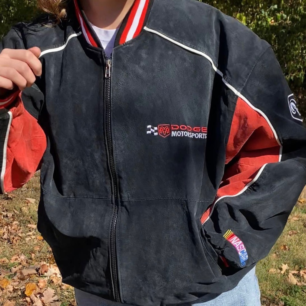 COPY - NASCAR Racing Jacket - Unisex Suede Moto Dodge Coat - Picture 7 of 12